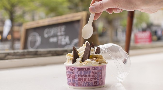 ice cream white PLA spoons vegware compostable packaging gelato sorbet eco