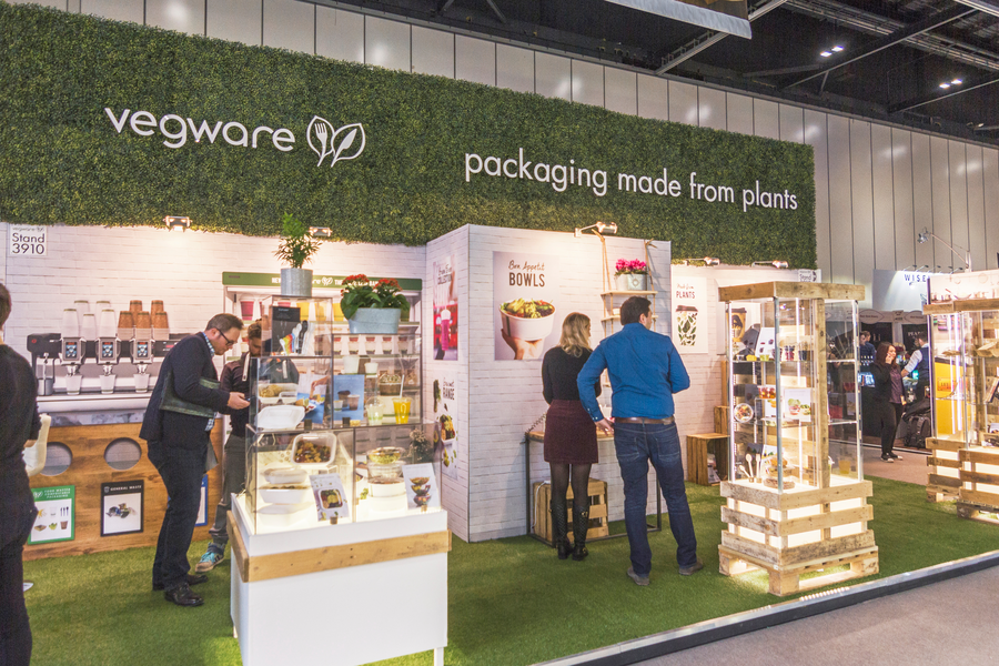Vegware stall at hotel olympia trade show at the ExCeL centre, London