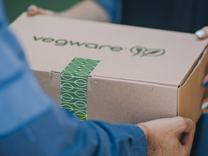 Vegware box being delivered