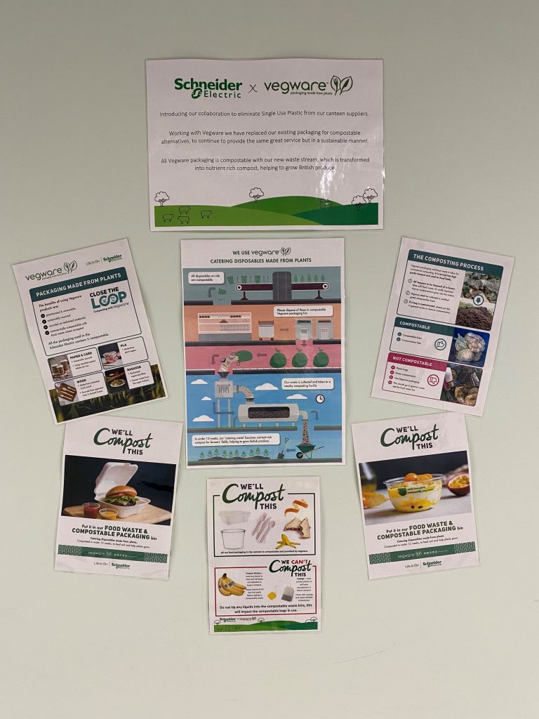 Composting information on display at Schneider Electric's Telford office