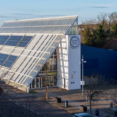 Looking down to the front of Dundee Science Centre