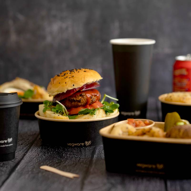 Vegware's black range with festival food