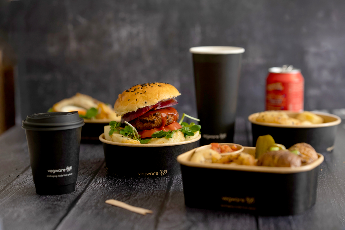 Vegware's black range with festival food