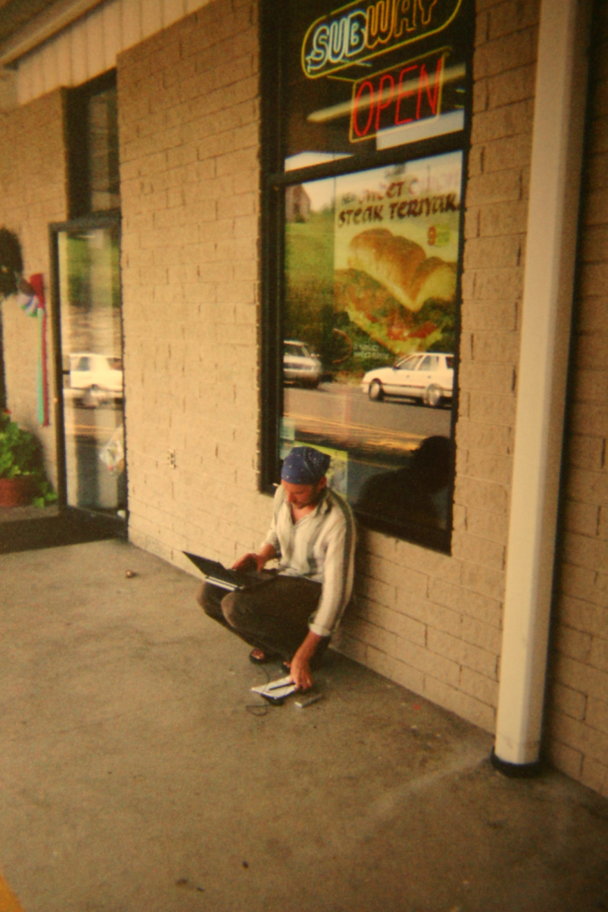 Joe Frankel outside of Burger King in California making the first sale for Vegware